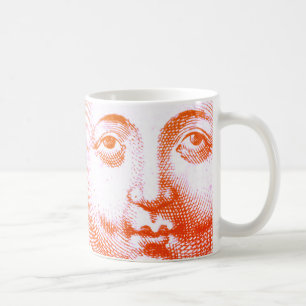 Antique Vintage Red Orange Sun Face Coffee Mug