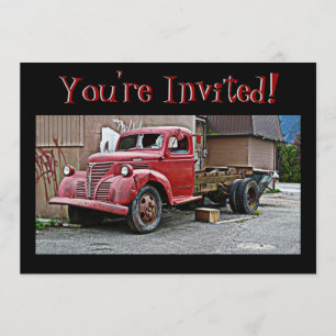 Antique Vintage Red Truck You're Invited! Invitation