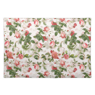 Antique Vintage Redouté Roses Pattern pink Cloth Placemat