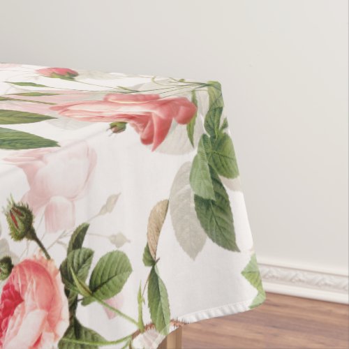 Antique Vintage Redout Roses Pattern pink Tablecloth