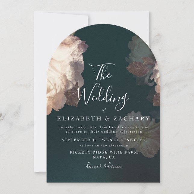 Antique Vintage Romantic Floral Arch Wedding Invitation (Front)