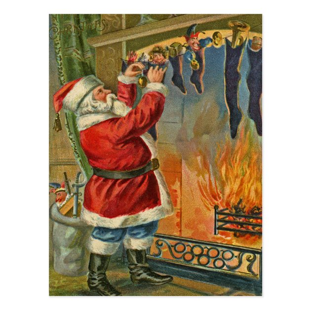 Antique, Vintage-Santa Christmas Postcard