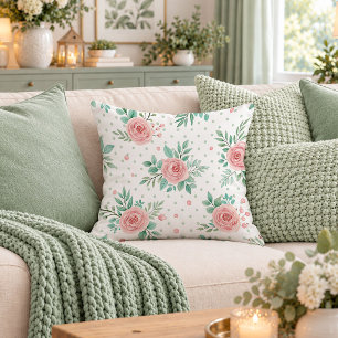 Antique Vintage Shabby Chic Roses Throw Pillow Art