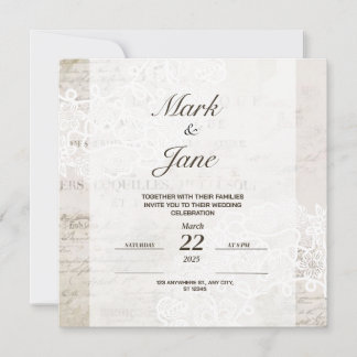 Antique vintage themed wedding invitation
