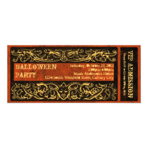 Antique Vintage Ticket Halloween Party Card