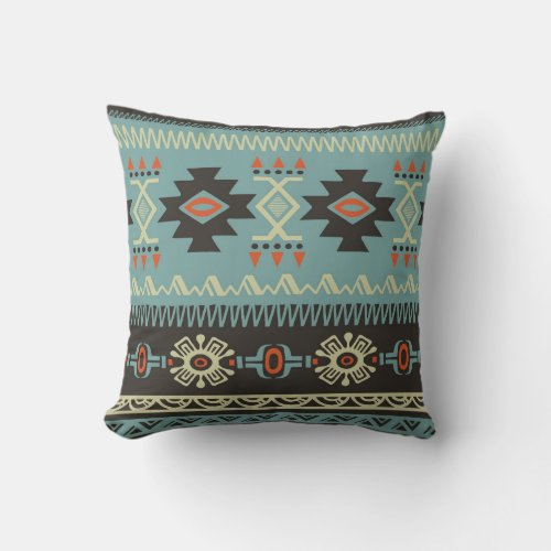 Antique Vintage Tribal Pattern Throw Pillow