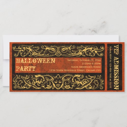 Antique Vintage Victorian Halloween Party Ticket Invitation