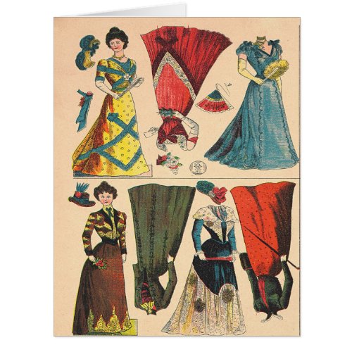 Antique Vintage Victorian paper dolls clothes set 