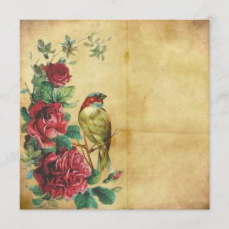 Antique Vintage Victorian Red Roses Stationary Card