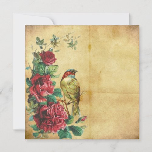 Antique Vintage Victorian Red Roses Stationary Note Card