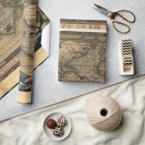 Antique Vintage World Map Atlas Decorative Roll Wrapping Paper