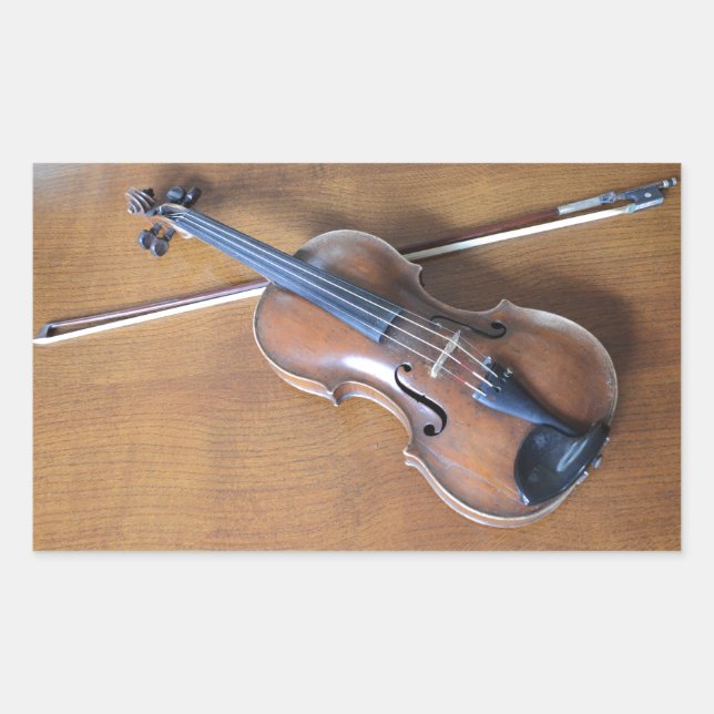Antique Violin Rectangular Sticker (Front)