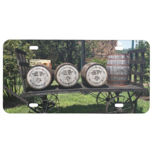Antique Wagon with Bourbon Barrels License Plate