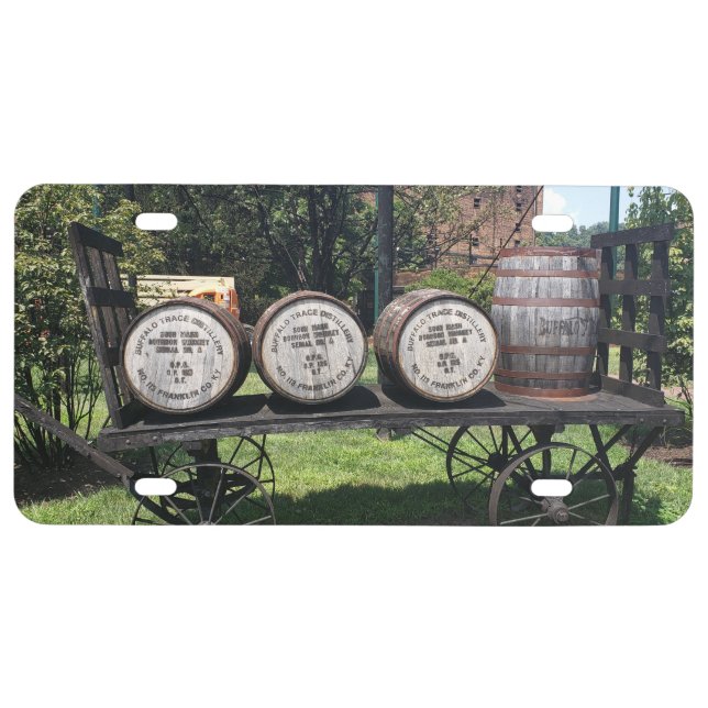 Antique Wagon with Bourbon Barrels License Plate (Front)