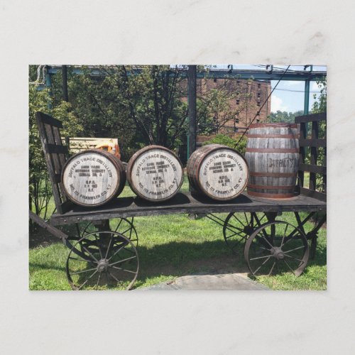 Antique Wagon with Bourbon Barrels Postcard