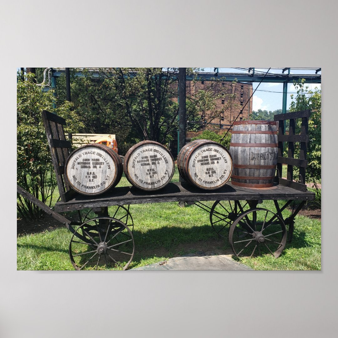 Antique Wagon with Bourbon Barrels Poster | Zazzle