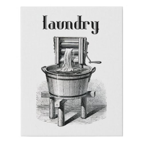 antique Washing machine vintage illustration Faux Canvas Print