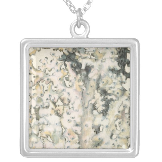 Antique Watercolor Coral Silver Plated Necklace (Front)