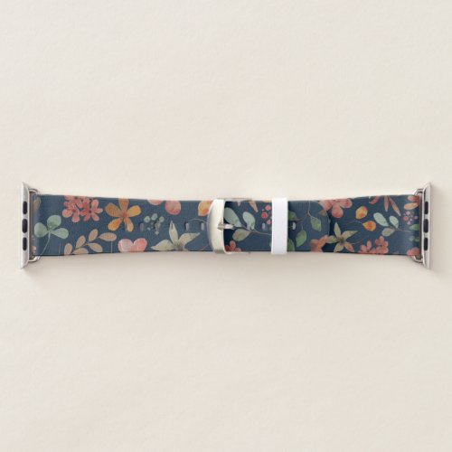 Antique Watercolor Print Floral on Navy Apple Watch Band