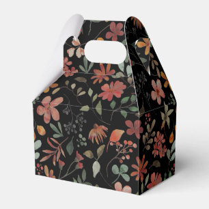 Antique Watercolor Print Floral on Navy Favor Boxes