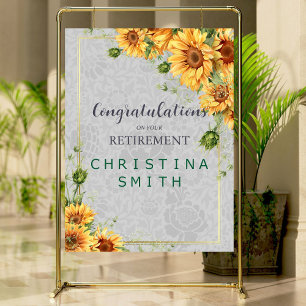 Antique Watercolor Sunflower Retirement Party Idea Foam Board