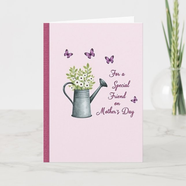 Antique Watering Can Mothers Day Card (Front)