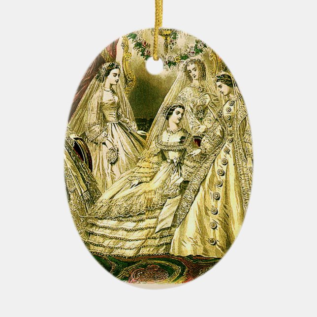 Antique Wedding Bridal Ceramic Ornament (Front)