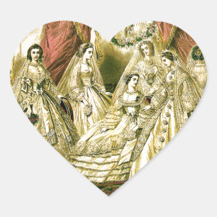 Antique Wedding Bridal Heart Sticker