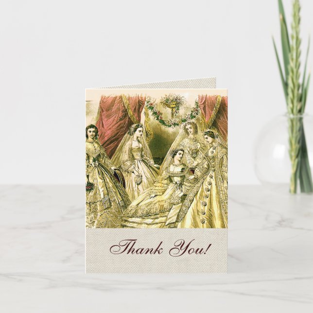 Antique Wedding Bridal Letterpress Thank You Card (Front)