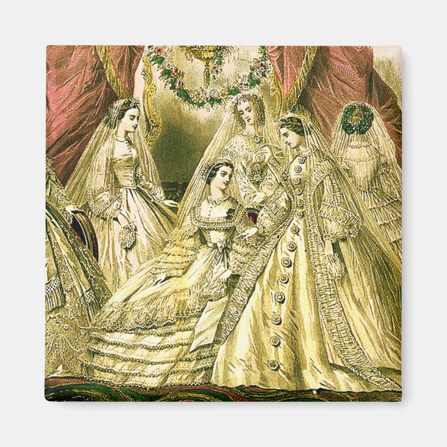 Antique Wedding Bridal Magnet (Front)