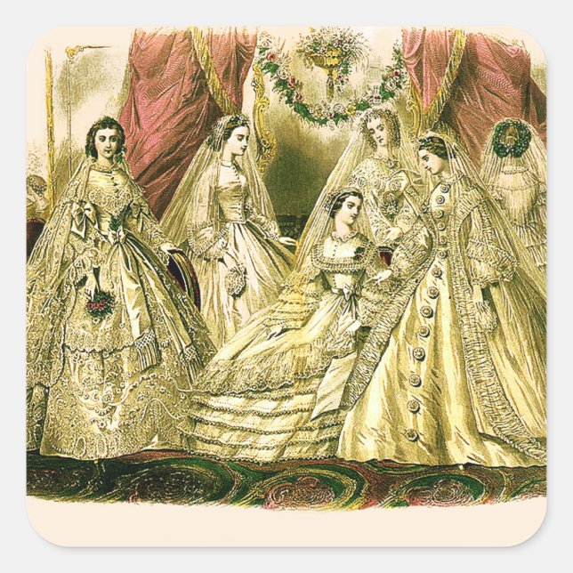 Antique Wedding Bridal Square Sticker (Front)