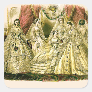 Antique Wedding Bridal Square Sticker