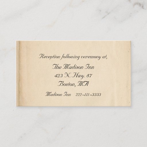 Customizable Antique Wedding enclosure cards Business Card