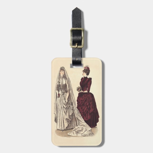 Antique Wedding Luggage Tag (Front Vertical)