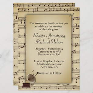 Antique Wedding Music Theme Invitation