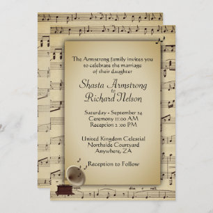 Antique Wedding Music Theme Invitation