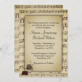 Antique Wedding Music Theme Invitation