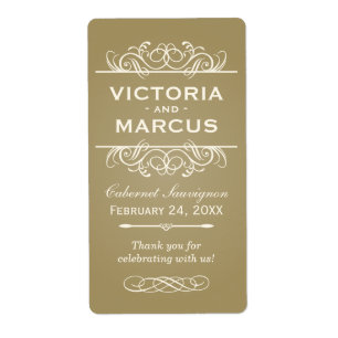 Antique Wedding Wine Bottle Monogram Favor Labels