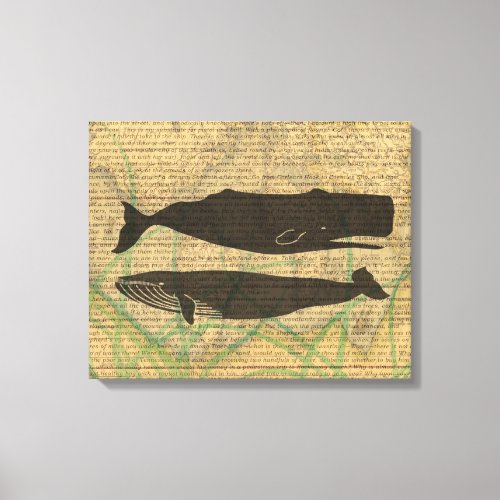 Antique Whale Nautical Sea Life Canvas Print