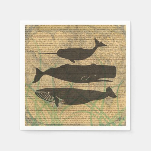 Antique Whale Nautical Sea Life Paper Napkins