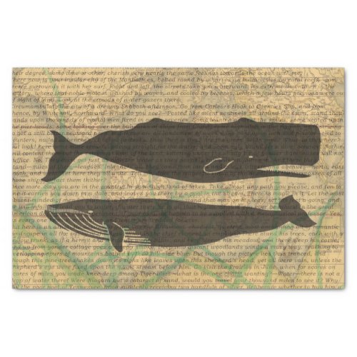 Antique Whale Nautical Sea Life Tissue Paper