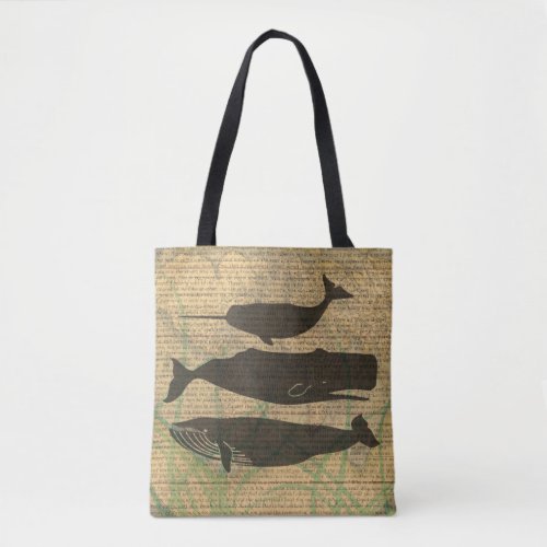 Antique Whale Nautical Sea Life Tote Bag