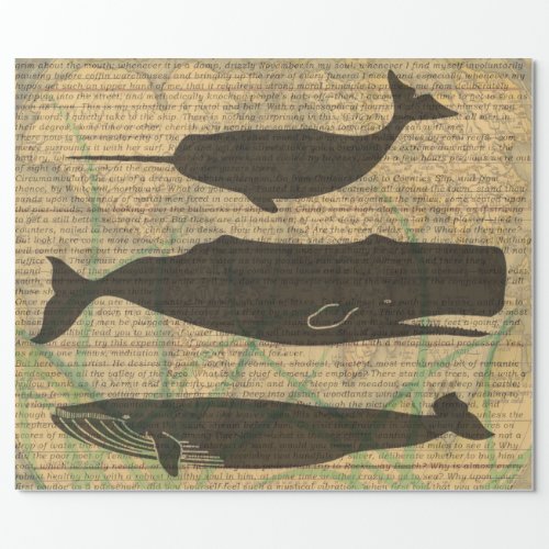 Antique Whale Nautical Sea Life Wrapping Paper