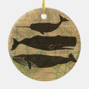 Antique Whale Nautical Vintage Ocean Sea Life Ceramic Ornament