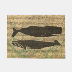 Antique Whale Nautical Vintage Ocean Sea Life Doormat