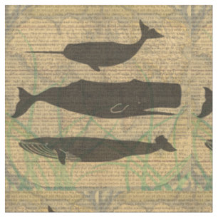  Antique Whale Nautical Vintage Ocean Sea Life  Fabric