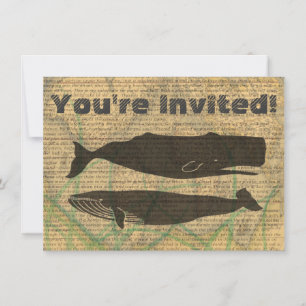  Antique Whale Nautical Vintage Ocean Sea Life  Invitation