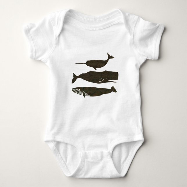  Antique Whale Nautical: Vintage Sea Life  Baby Bodysuit (Front)