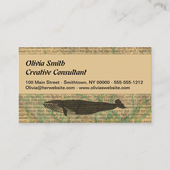  Antique Whale Nautical: Vintage Sea Life  Business Card (Front)