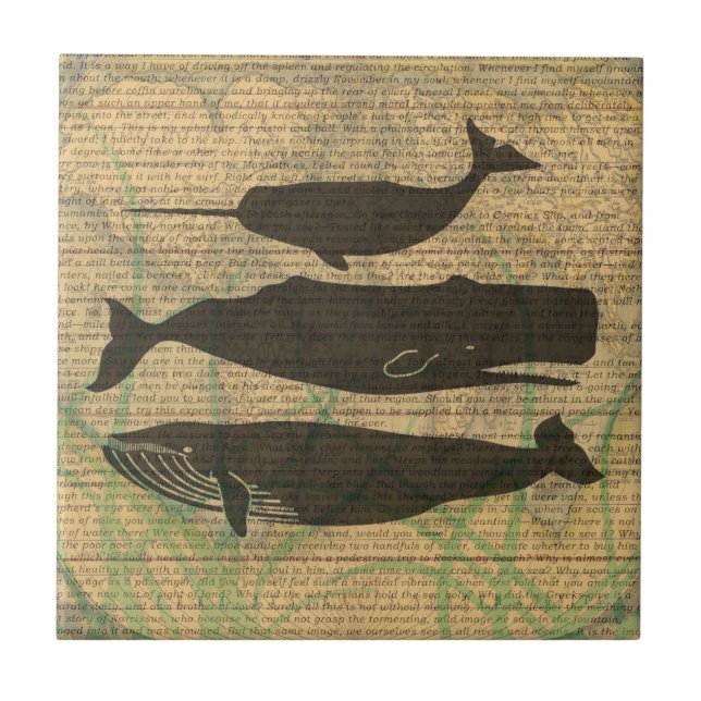  Antique Whale Nautical: Vintage Sea Life  Ceramic Tile (Front)
